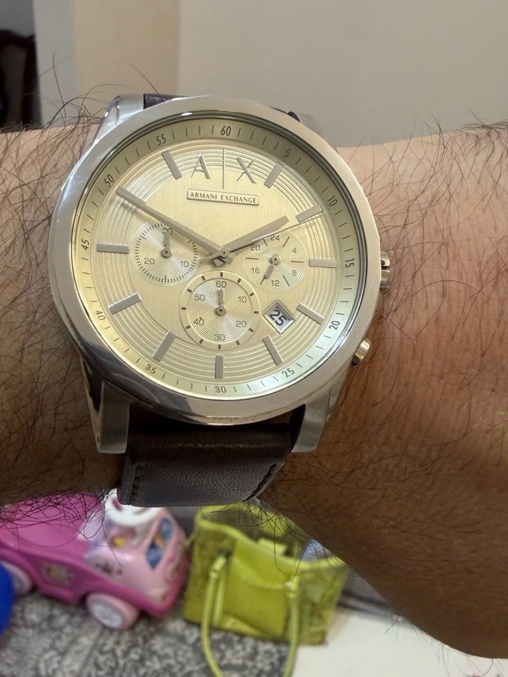 Armani Exchange Outerbanks AX2506 Mens Chronograph Brown Leather Watch 45mm AX